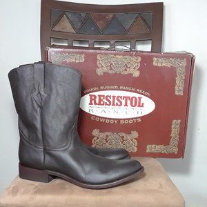 Resistol Ranch Mens Roper Western Cowboy Boots by Luchesse Cow Leather Brown 15